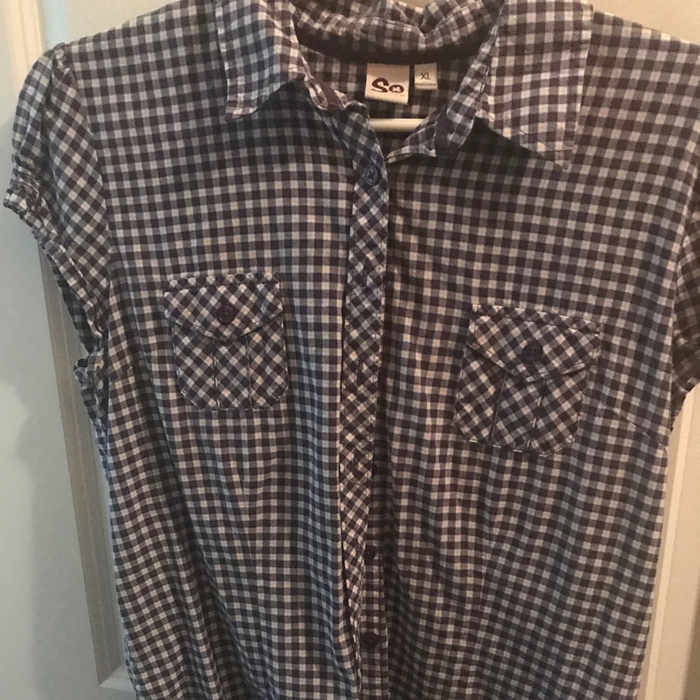 SO purple check Top XL Juniors